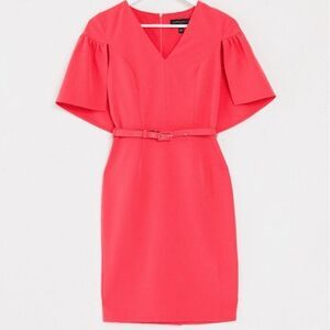 Paper Dolls Cape Detail Pencil Dress in Coral Size 6